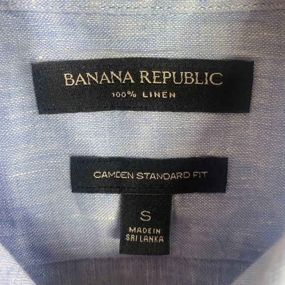 Banana Republic Blue Linen Short Sleeve Button Down Shirt Camden Fit MensSmall - Picture 4 of 5
